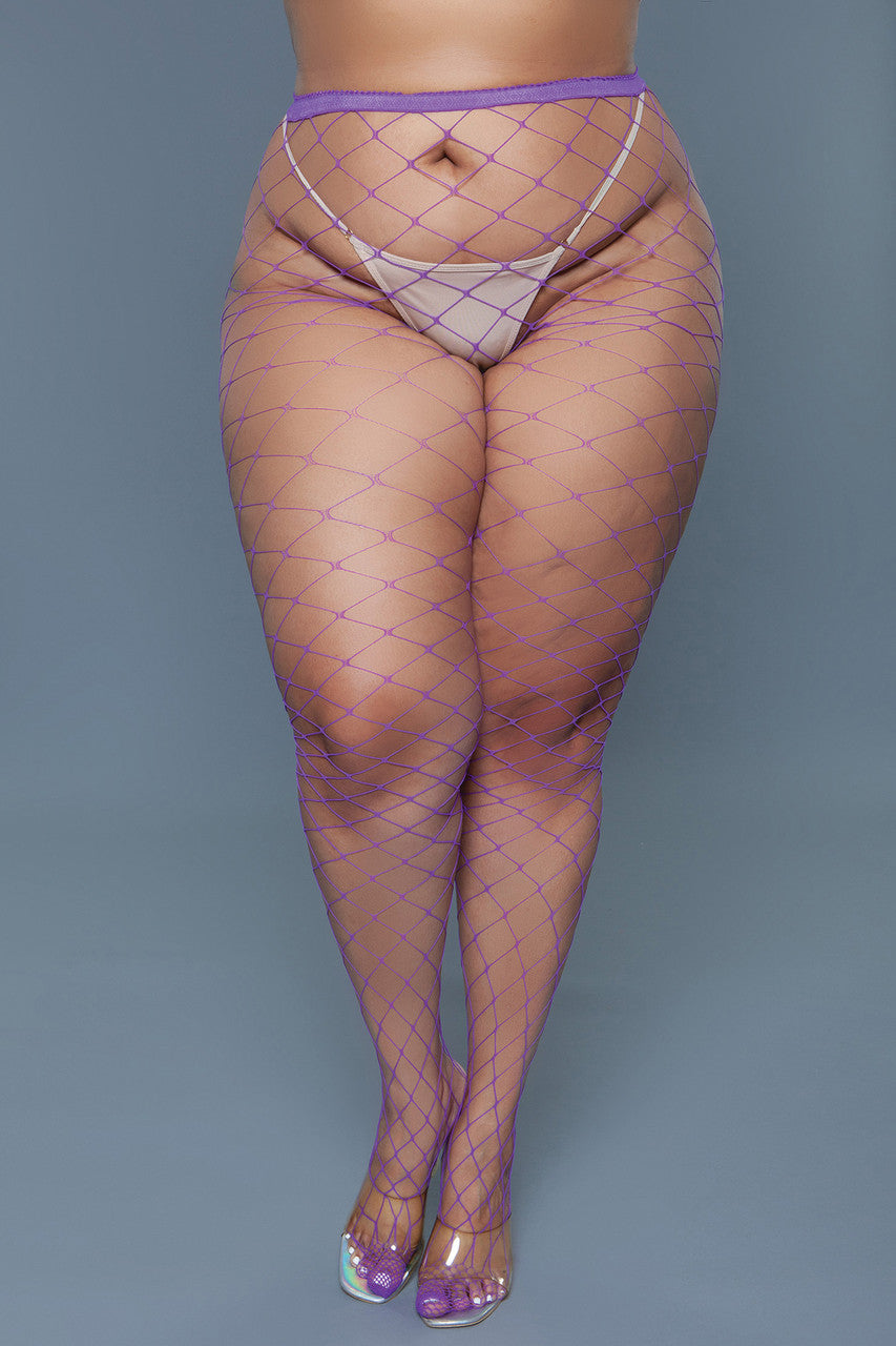 BeWicked Oversized Fishnet Pantyhose Purple