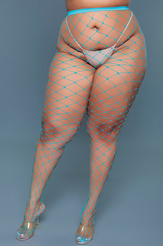BeWicked Oversized Fishnet Pantyhose Turquoise