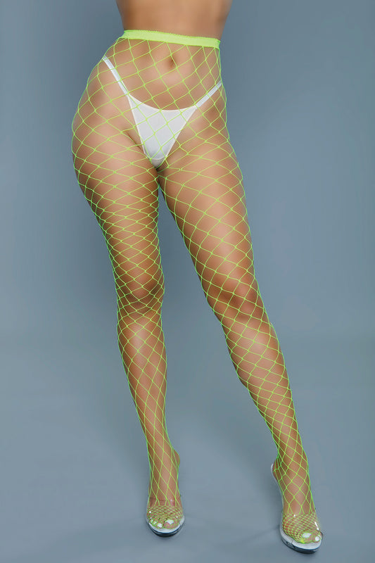 BeWicked Oversized Fishnet Pantyhose Neon Green