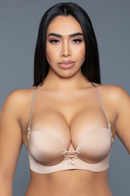 BeWicked Front Tie Fashion Bra Beige