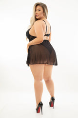 Escante Queen Lace & Mesh Teddydoll Teddy Babydoll Black