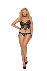 Elegant Moments Queen Fancy Lace Bralette Bra Set Select Color