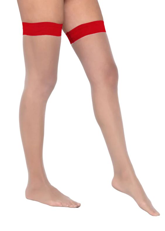 Roma Confidential Sheer Stay up Stockings Thigh Highs Red Top