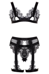 Oh la la Cheri Janet Snake Print Eyelash Lace Bra Set