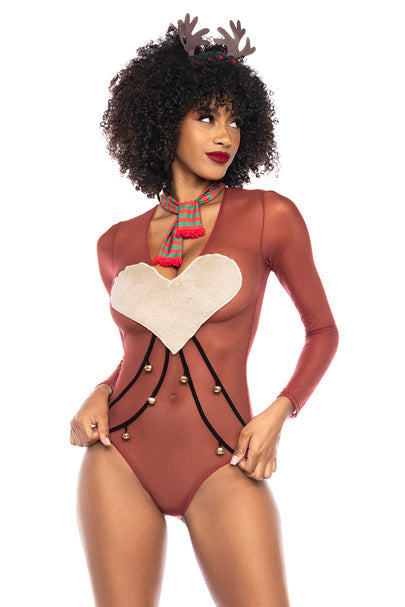 Mapale Lingerie Costume Sexy Babe Reindeer Holiday Bodysuit Set