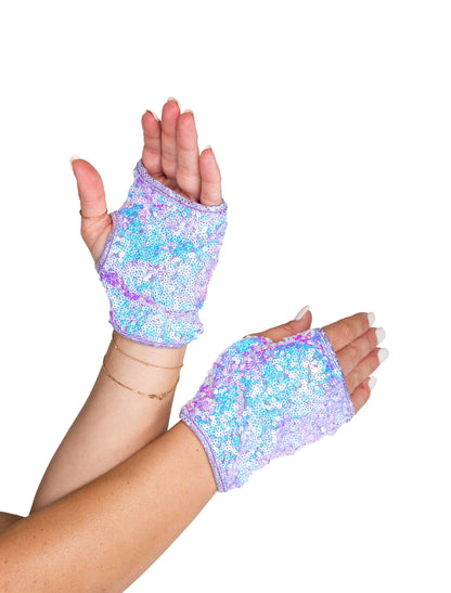 Roma Costume Open Finger Sequin Gloves