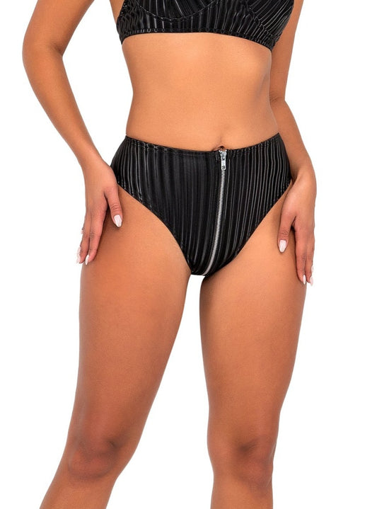 Roma Rave Festival High-Waisted Zip-Up Shorts Black