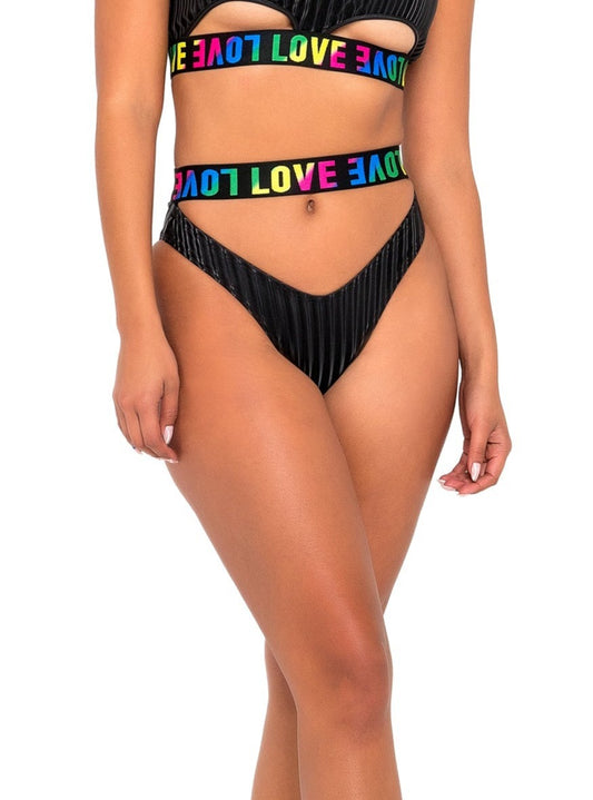 Roma Rave Festival Love High-Waisted Shorts Cutout Panel Black