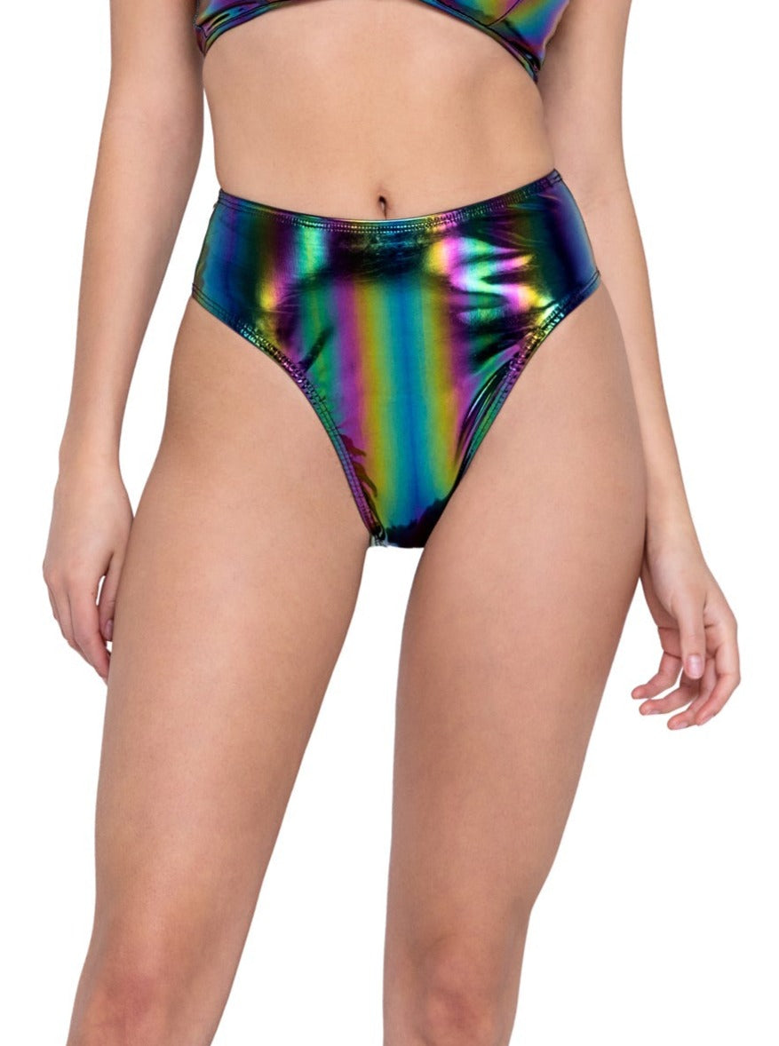 Roma Festival Rave Vinyl High-Waisted Shorts Multicolor