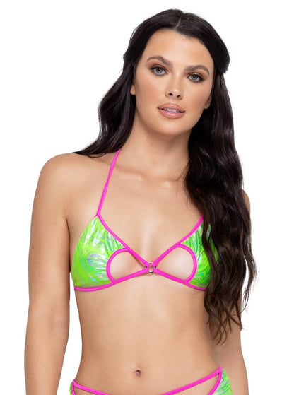 Roma Festival Rave Two-Tone Keyhole Triangle Tie-Top