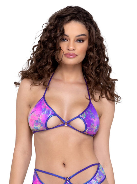 Roma Festival Rave Keyhole Triangle Top Purple