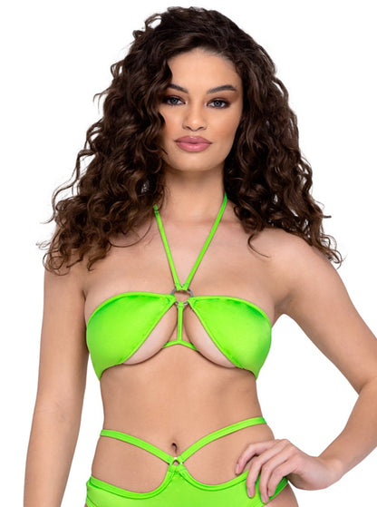 Roma Festival Rave Tie-Top Bikini Top Green