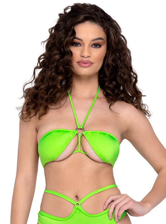 Roma Festival Rave Tie-Top Bikini Top Green