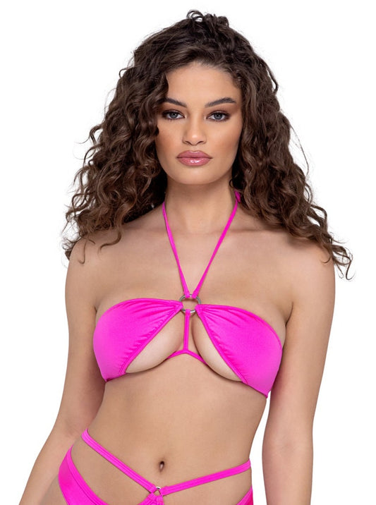 Roma Festival Rave Tie-Top Bikini Top Hot Pink