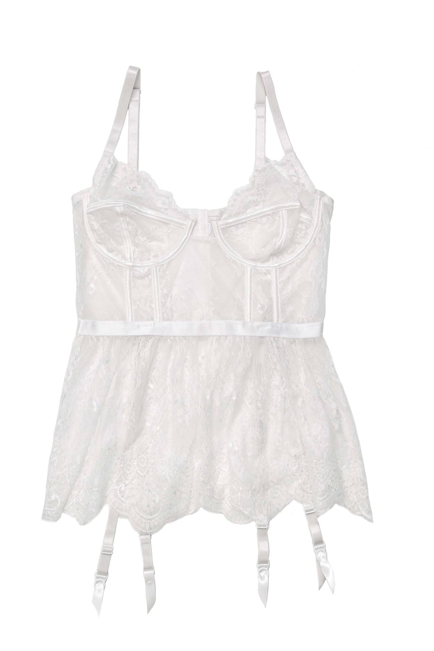 Coquette Dreamstate Eyelash Lace Peplum Bustier White