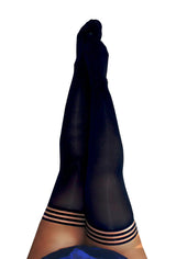 Kixies Danielle Stockings Hosiery Opaque Thigh High Black