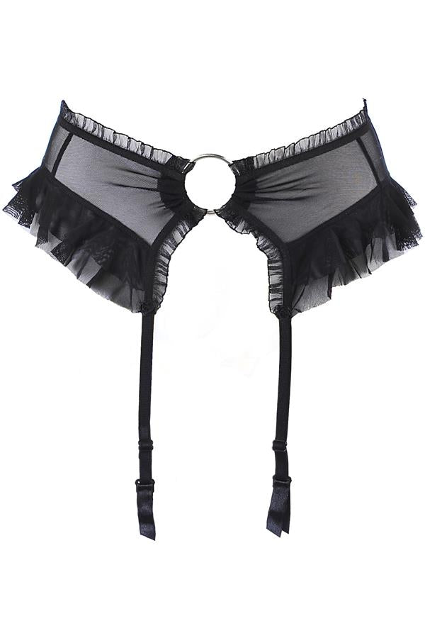 Axami 9982 Garter Belt Black Ruffles