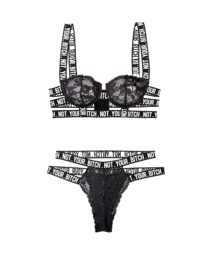 Fantasy Lingerie Vibes Not Your B*tch Lace Bra & Cutout Panty Set