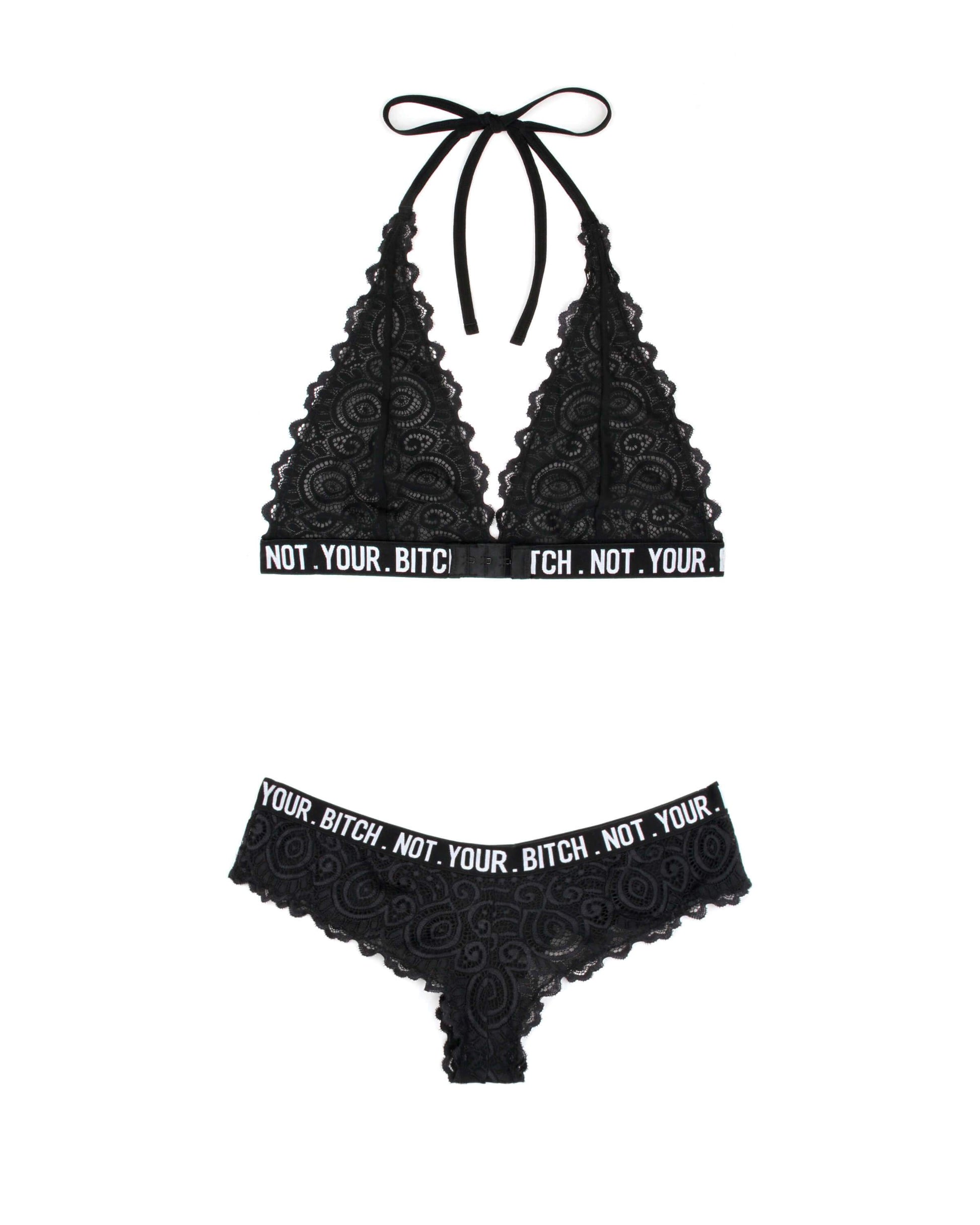 Fantasy Lingerie Vibes Not Your B*tch Bralette & Cheeky Panty Set