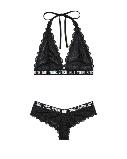 Fantasy Lingerie Vibes Not Your B*tch Bralette & Cheeky Panty Set