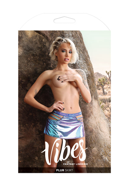 Fantasy Lingerie Vibes PLUR Skirt Peace Love Unity Respect Holographic