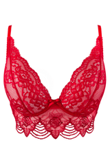 Axami 9691 Smooth Soft Lace Longline Bra Red Roses Unlined Cups Underwire Luxury