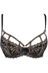 Axami 10101 Caged Bra Underwire Gold Metallic Threaded Lace Luxury Lingerie