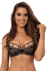 Axami 10101 Caged Bra Underwire Gold Metallic Threaded Lace Luxury Lingerie