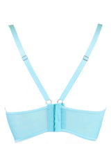 Axami 10121 Sheer Longline Bra Underwire Unlined Cups Fancy Embroidery Aqua Blue