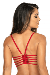 Axami 10071 Corset Bra Wet Look Red Underwire Long Line Pretty Sweet Floral Lace