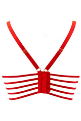 Axami 10071 Corset Bra Wet Look Red Underwire Long Line Pretty Sweet Floral Lace