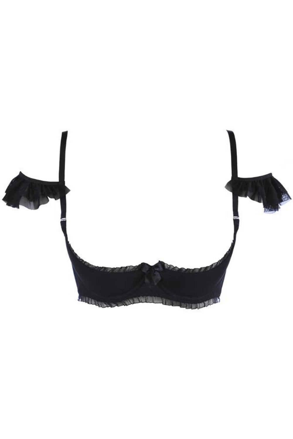 Axami 9951 Quarter Cup Shelf Bra Black Ruffles