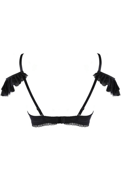 Axami 9951 Quarter Cup Shelf Bra Black Ruffles