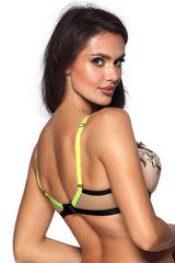 Axami 10151 Push-up Bra Padded Underwire Cups Neon Floral Embroidery European