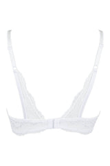 Axami 9821 Shelf Bra White Lace Angel Wings Back Underwire Support Lined Cups