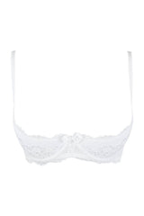 Axami 9821 Shelf Bra White Lace Angel Wings Back Underwire Support Lined Cups