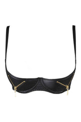 Axami 9871 Shelf Bra Open Cups Zippers Golden Black Latex Made in Europe