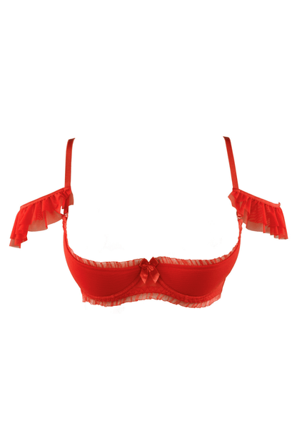 Axami 9941 Quarter Cup Shelf Bra Red Ruffles