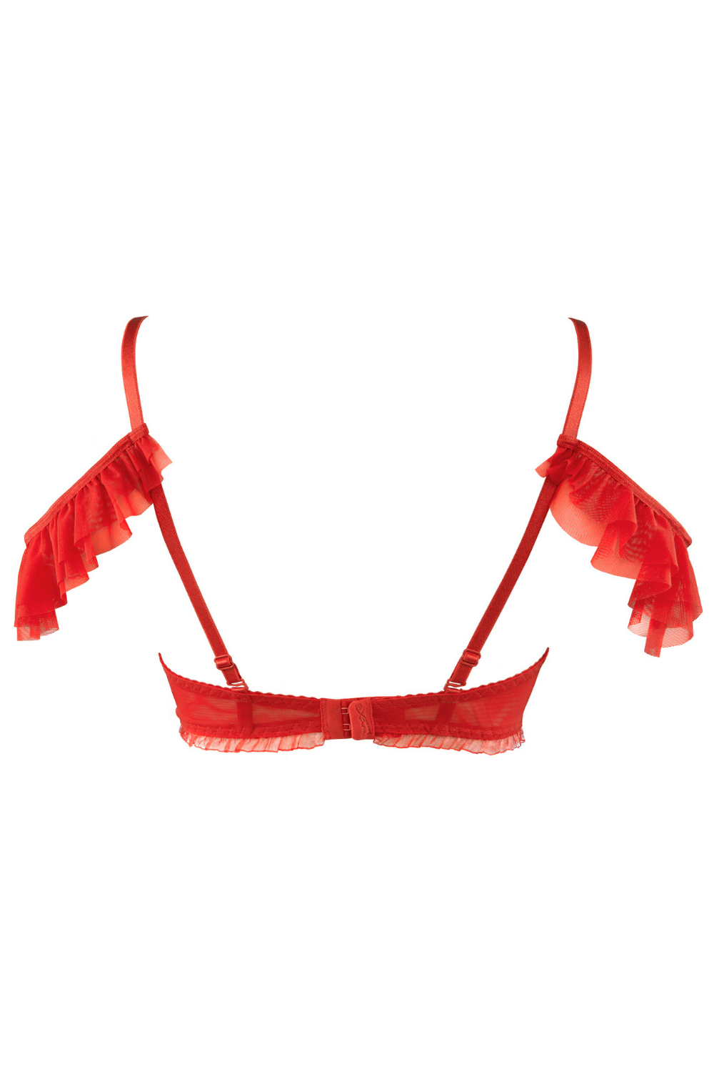 Axami 9941 Quarter Cup Shelf Bra Red Ruffles