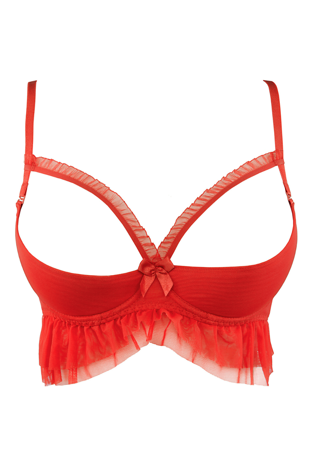 Axami 9971 Open Cups Shelf Bra Red Ruffles