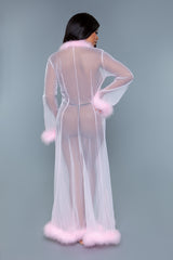 Burlesque BeWicked Marabou Sheer Robe Candy Pink