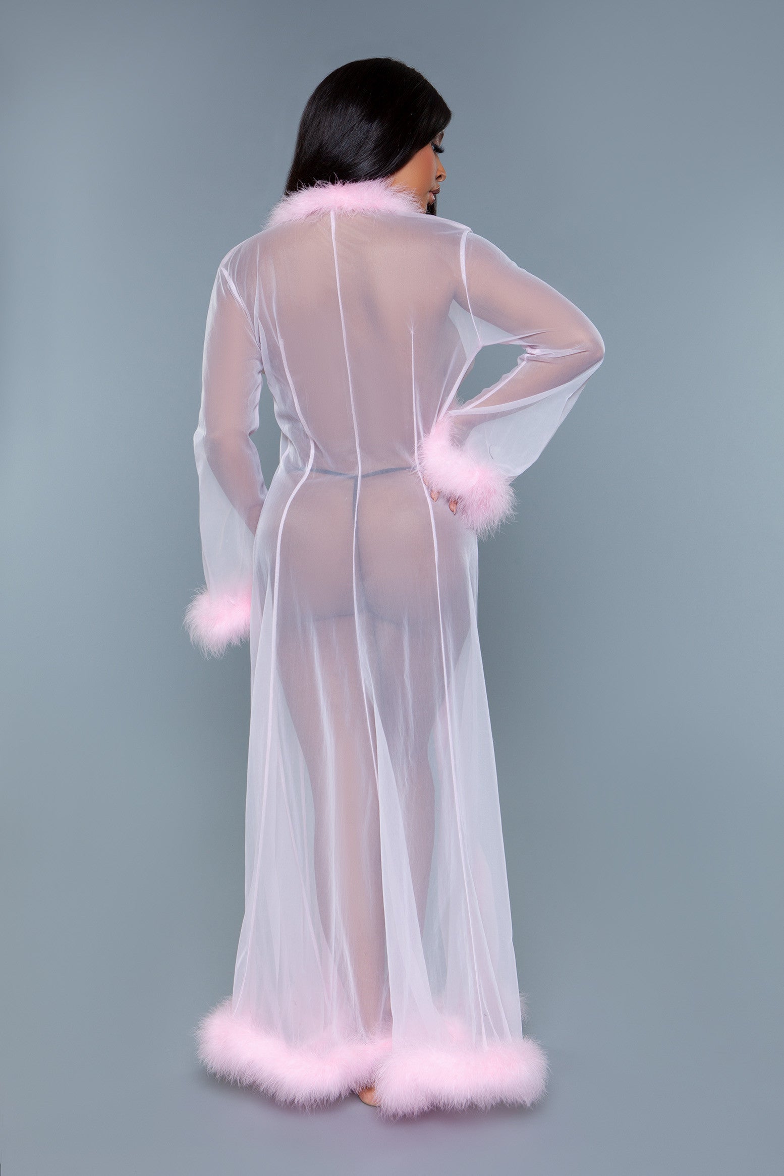 Burlesque BeWicked Marabou Sheer Robe Candy Pink