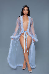 Burlesque BeWicked Marabou Robe Periwinkle