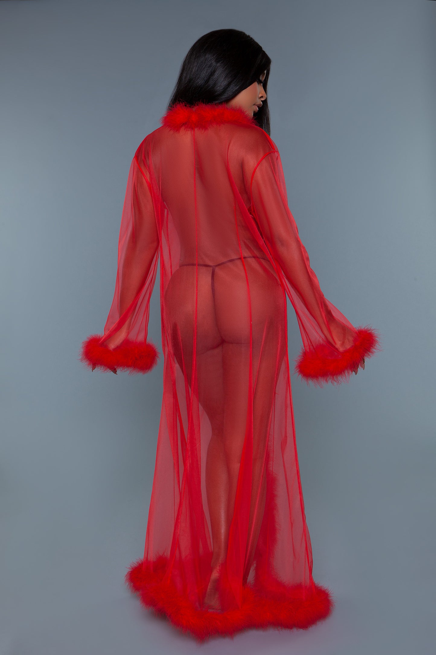 Burlesque BeWicked Marabou Sheer Robe Red