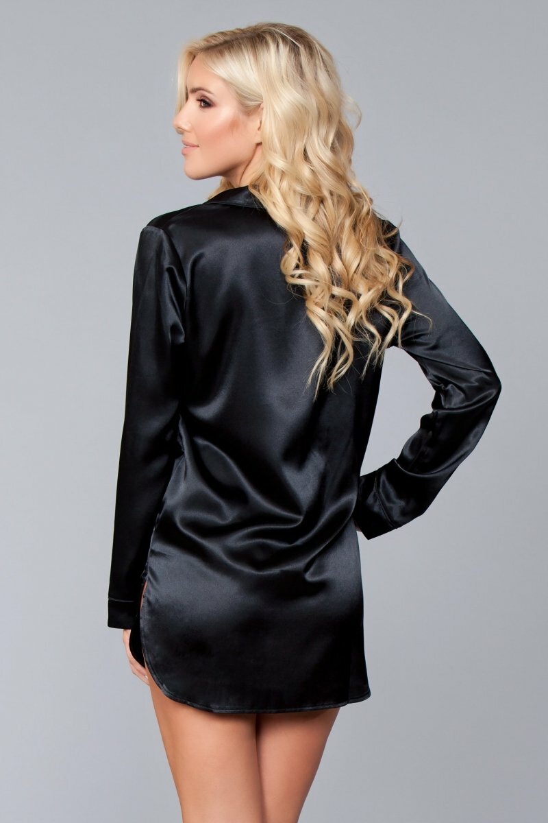 BeWicked Kimberly Satin Sleepshirt Black