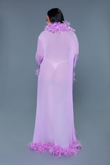BeWicked Glamour Robe Lavender Feather Trim Long Length Burlesque