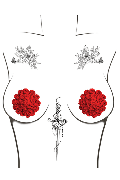 Burlesque First Impression Red Roses Reusable Silicone Pasties