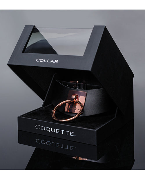 Coquette Pleasure Collection Adjustable Collar - Black/Rose Gold