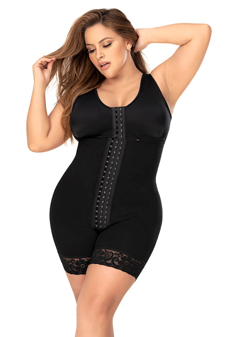 Mapale Shapewear Cross Back Support Mid Length Shapewear with Snap Button Bra