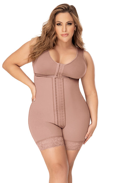 Mapale Shapewear Cross Back Support Mid Length Shapewear with Snap Button Bra